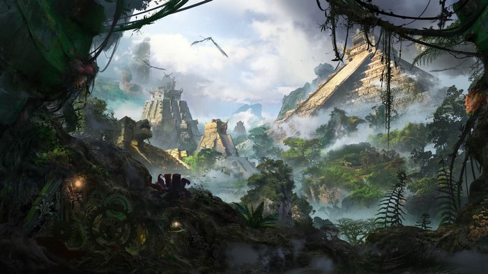 Fantasy Jungle Temple Landscape Artwork