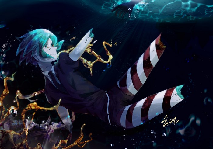 Phos from Houseki no Kuni underwater with gold