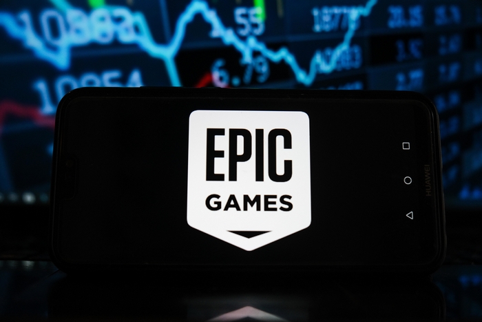 Epic Games logo on a smartphone screen