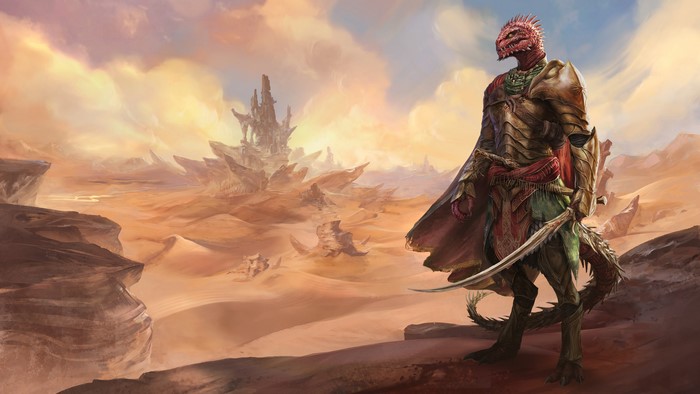 The Red Prince from Divinity: Original Sin 2 in a desert
