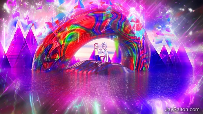 Rick and Morty in a psychedelic dimension