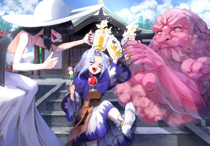 Ichirin Kumoi and Unzan Celebrating with Hachisaku-sama