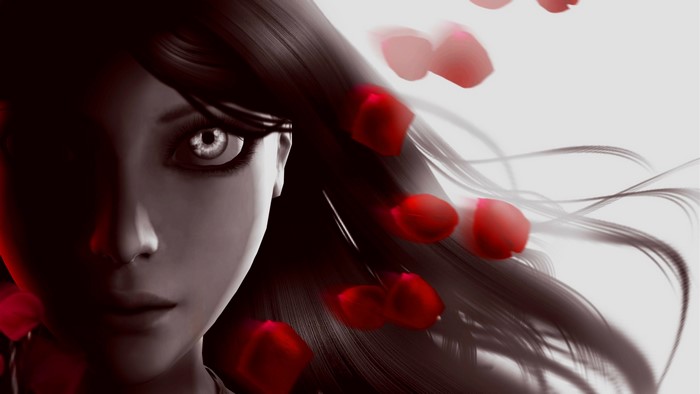 Alice from Alice: Madness Returns with rose petals