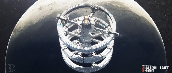 Love Death & Robots spacestation near a planet