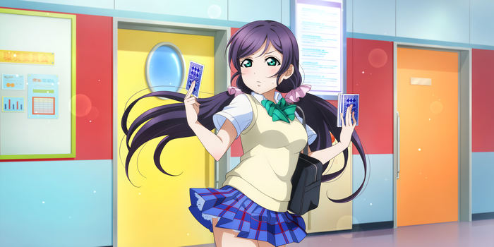 Toujou Nozomi from Love Live! holding cards