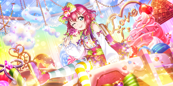 Kurosawa Ruby from Love Live! Series in a candy-themed outfit
