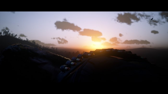 Red Dead Redemption 2 screenshot of a sunset