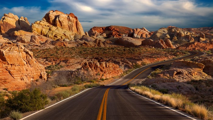 Valley of Fire State Park Road and Mountain