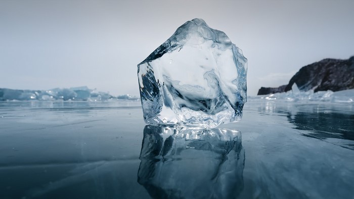 Ice chunk on frozen Lake Baikal, Russia