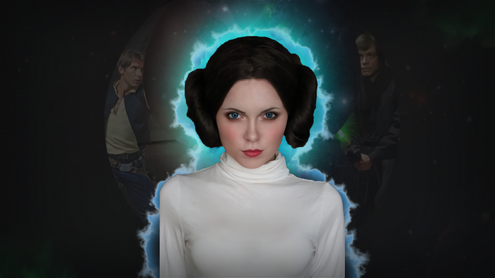 Princess Leia, Han Solo, and Luke Skywalker from Star Wars