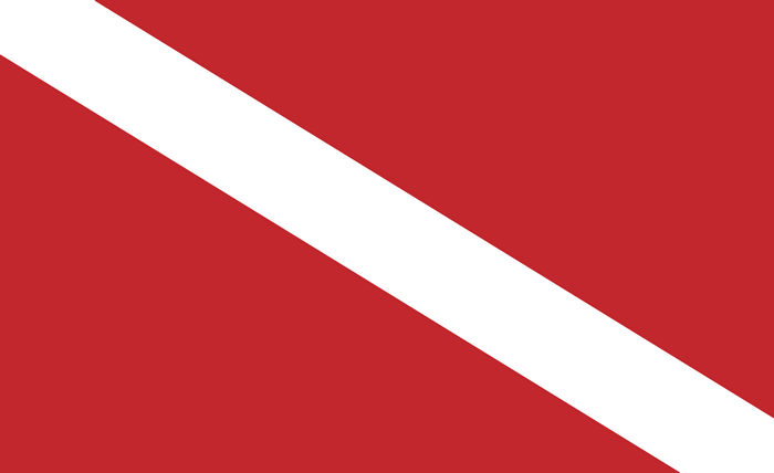 Red and white diagonal stripe flag
