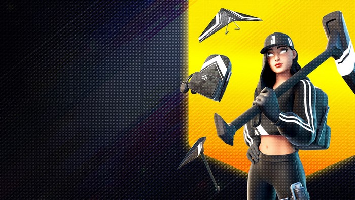 Fortnite character with pickaxe and gear