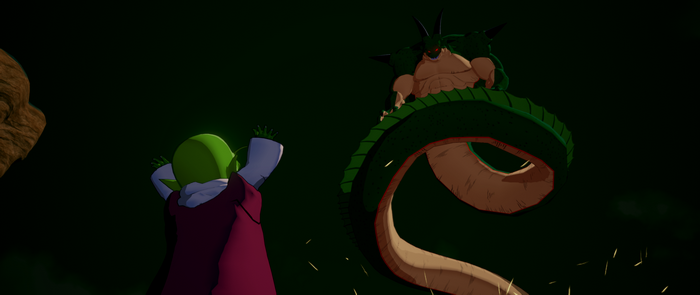 Porunga from Dragon Ball Z in a low-angle shot