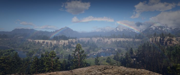 Red Dead Redemption 2 landscape with rainbow
