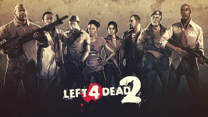 Left 4 Dead 2 survivors with weapons