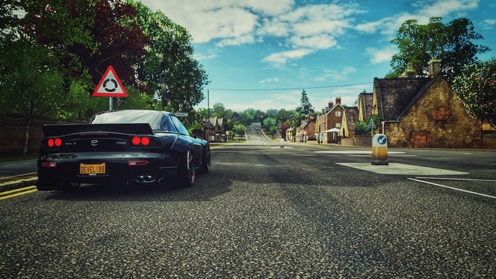 Black Mazda RX-7 FD with Rocket Bunny kit in Forza Horizon 4