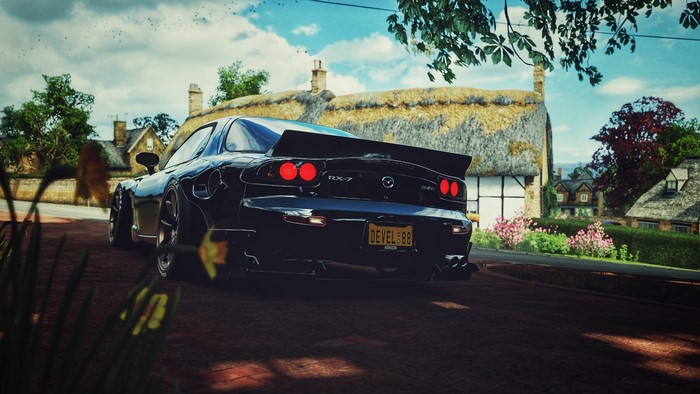 Black Mazda RX-7 FD with Rocket Bunny kit in Forza Horizon 4
