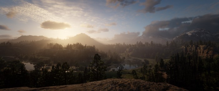 Red Dead Redemption 2 landscape at sunset