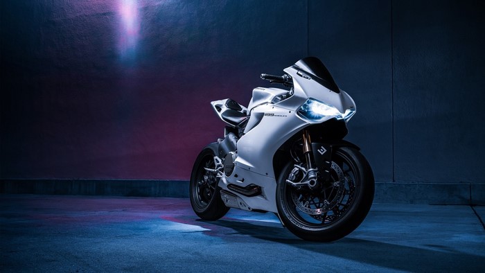 White Ducati Panigale 1199 motorcycle