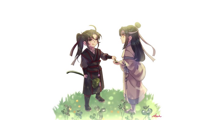 Wei Ying and Lan Wangji in a field