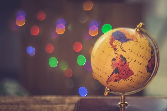 Globe with bokeh lights