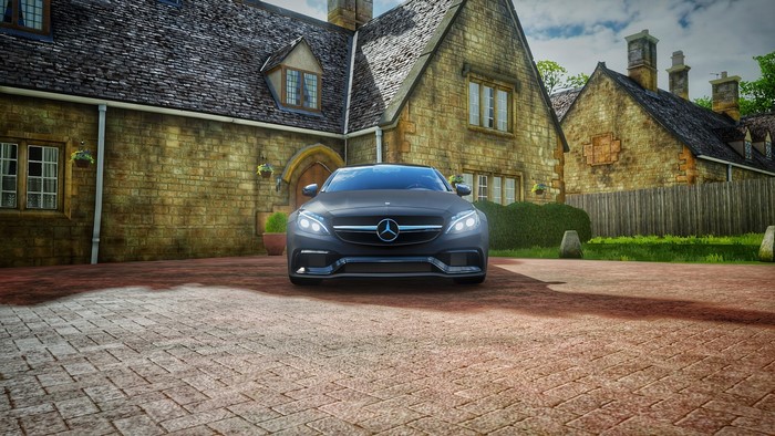 Mercedes-AMG C63 S in front of a house