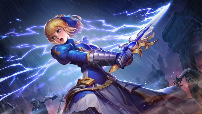 Heroes Evolved: A warrior girl with a sword and lightning
