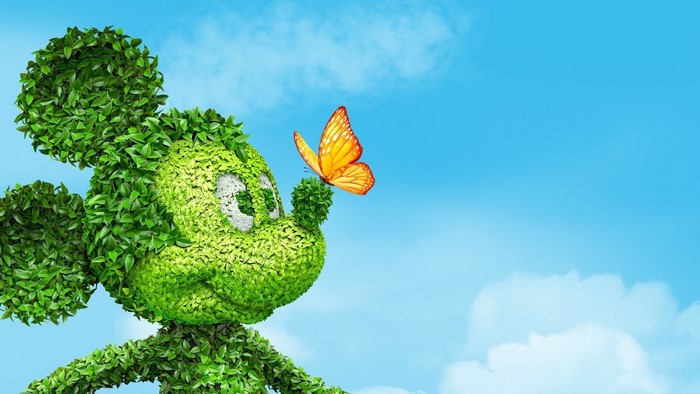 Mickey Mouse topiary with butterfly