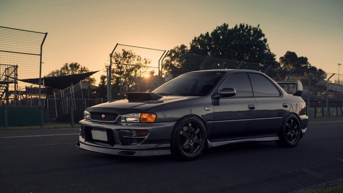 Subaru Impreza WRX at Sunset on Race Track