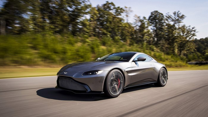 Aston Martin Vantage driving on a track