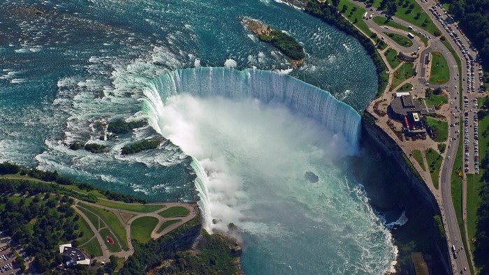 Aerial view of Niagara Falls, Ontario, Canada and USA