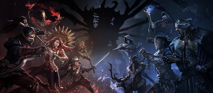 Path of Exile game art with fantasy characters fighting