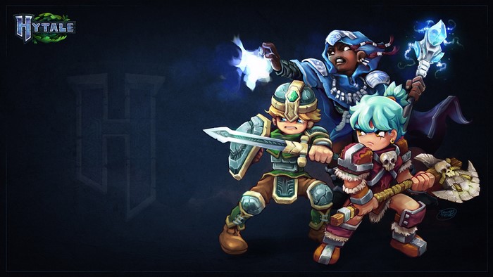 Four adventurers from Hytale