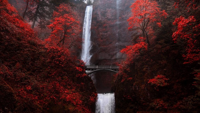 Multnomah Falls in Oregon during Fall