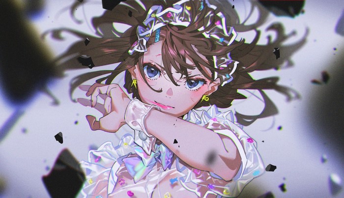 Anime girl with blue eyes and brown hair