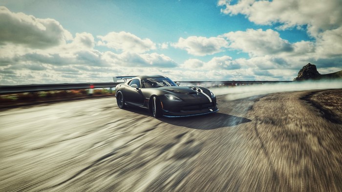 Dodge Viper ACR drifting on a coastal road