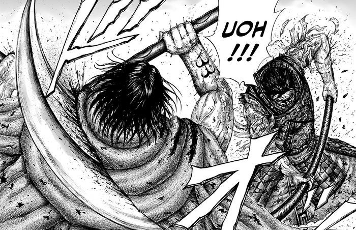 Houken and Shin in battle from Kingdom manga