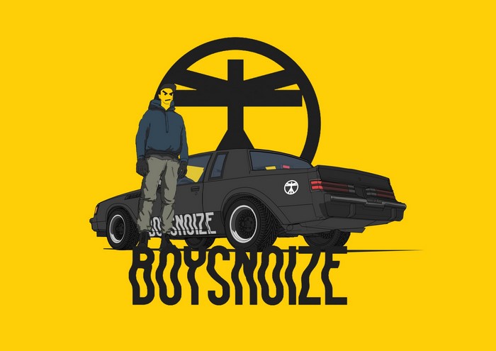 Boyznoize artwork with a man and a car