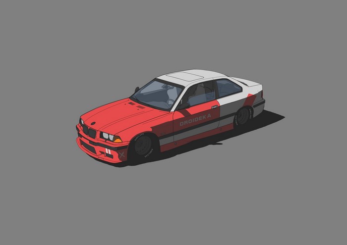 BMW E36 coupe with custom red and gray livery
