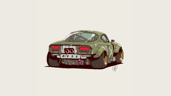 Custom widebody Datsun 240Z artwork by Fernando Correa