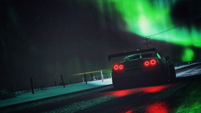 Nissan GT-R with Aurora Borealis in Forza Horizon 4