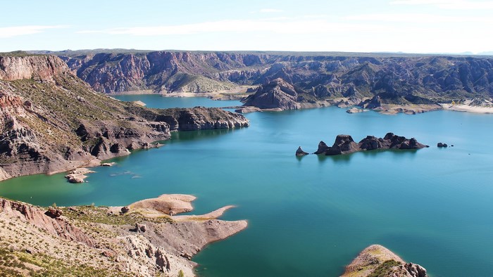 Lake and mountains in Atuel Canyon, Argentina