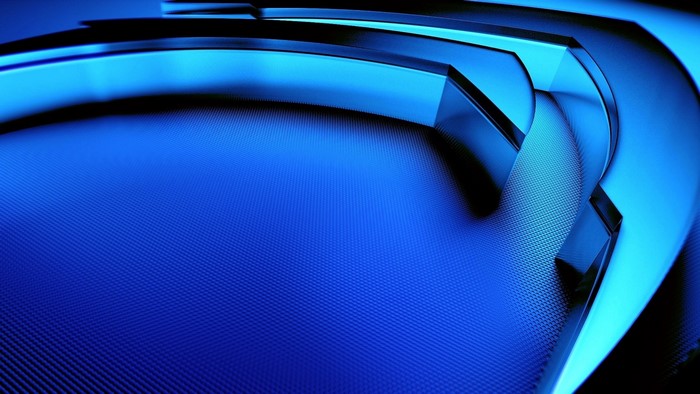 Abstract blue metallic curves with textured surface