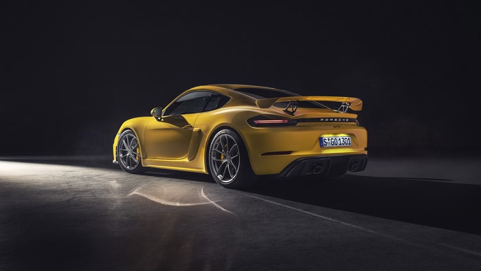 Yellow Porsche 718 Cayman GT4 Sports Car