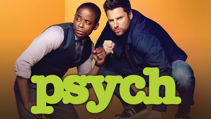Psych Shawn Spencer and Gus with "psych" logo