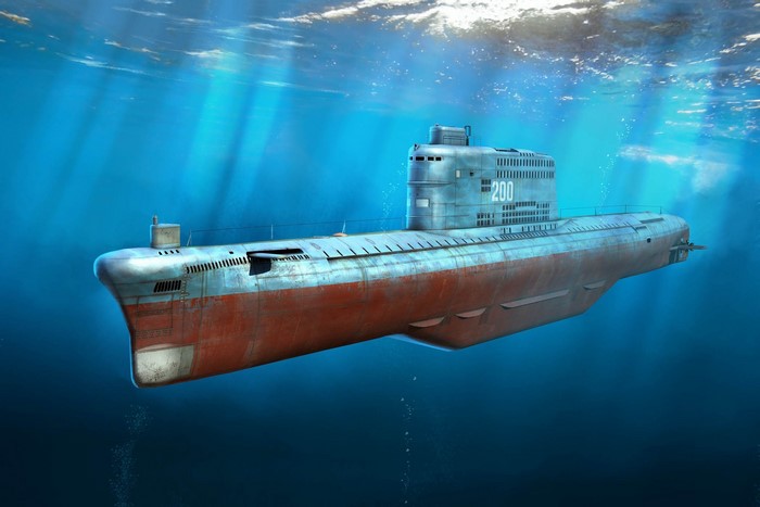 Submarine 200 underwater military artwork
