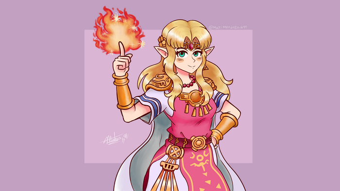 Zelda from The Legend of Zelda with fire magic