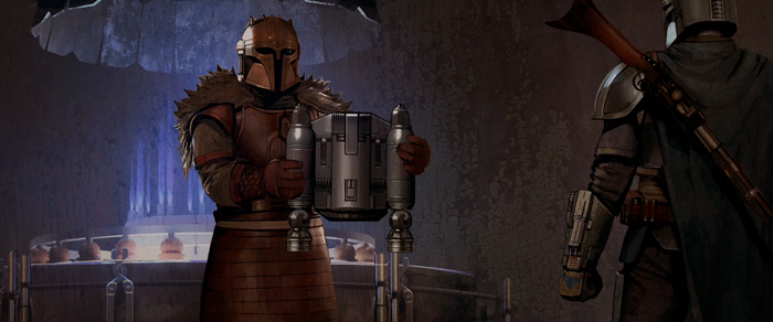The Armorer and The Mandalorian from The Mandalorian