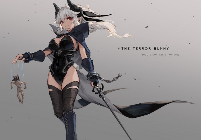 The Terror Bunny with a puppet