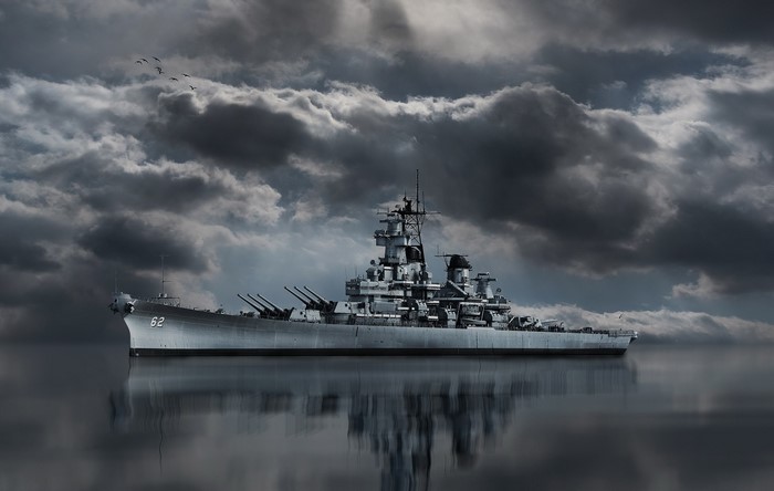 USS New Jersey battleship on the water